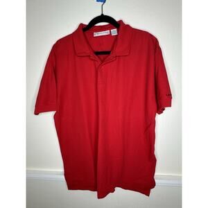 Vintage 80s Levis "E" Shirt Polo Short Sleeve Ringer Red Men XL Embroidered Logo